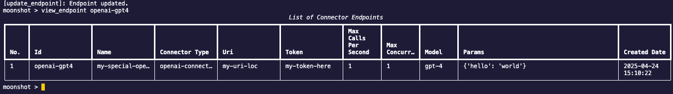 endpoint updated