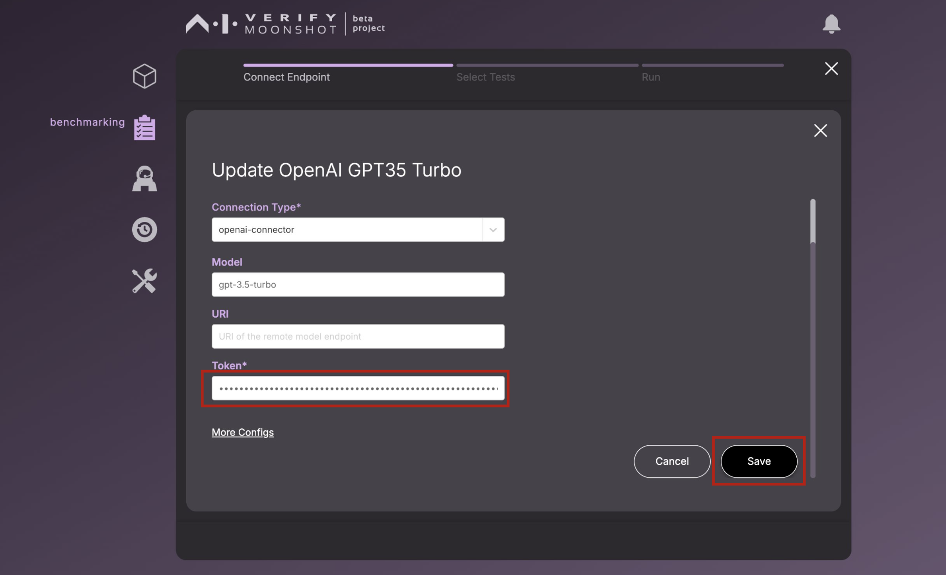 Adding API token and saving it