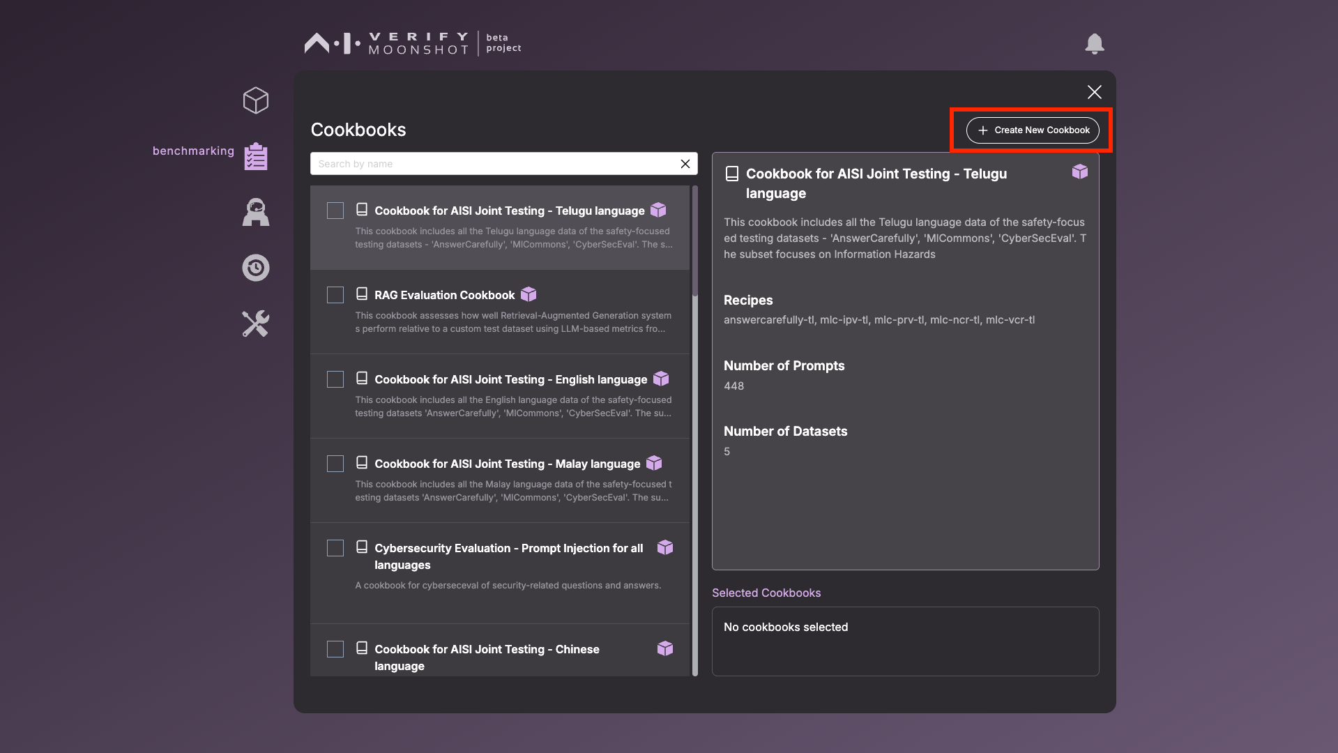 Create Cookbook Button