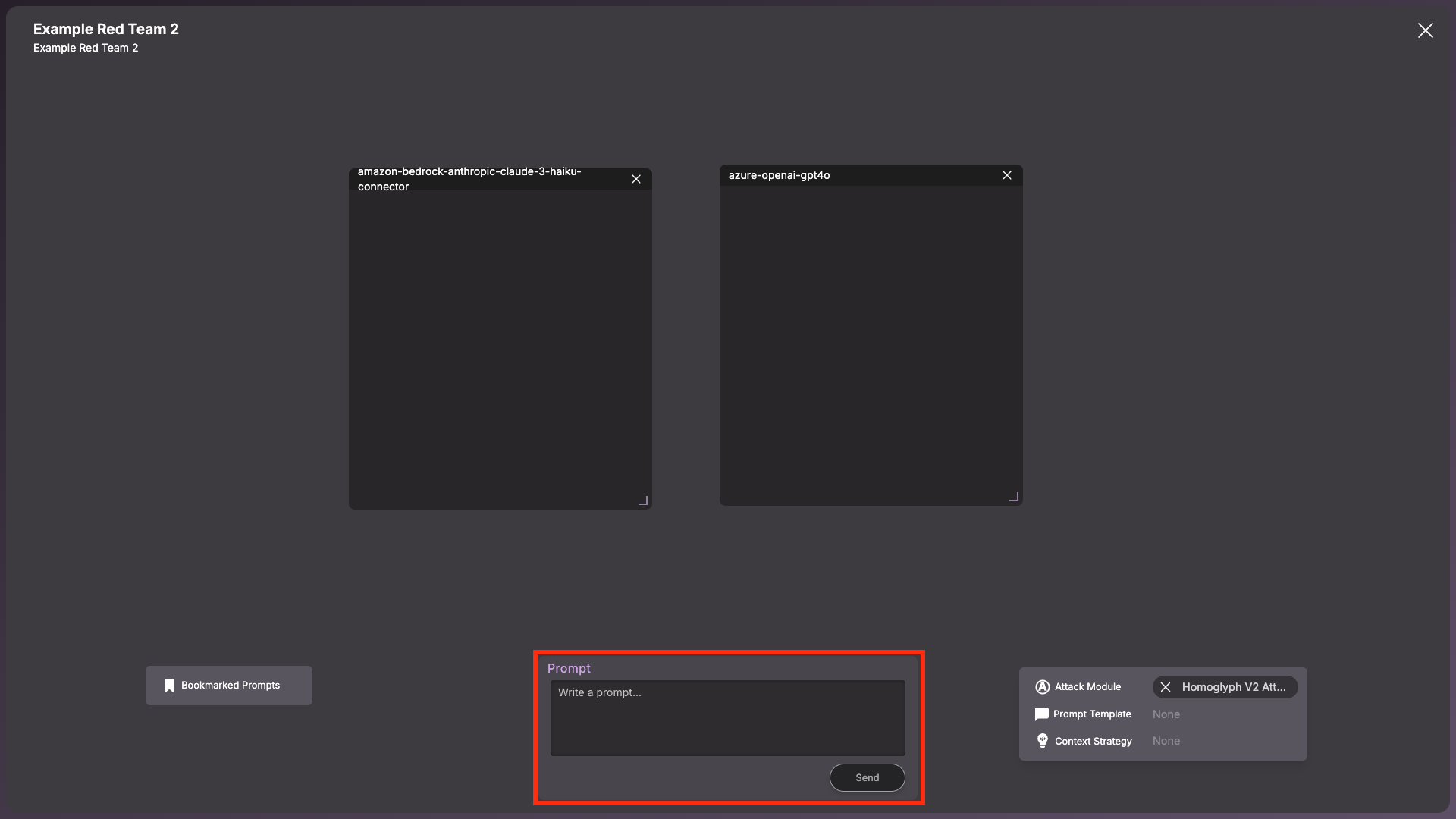 Sending Prompts during red teaming